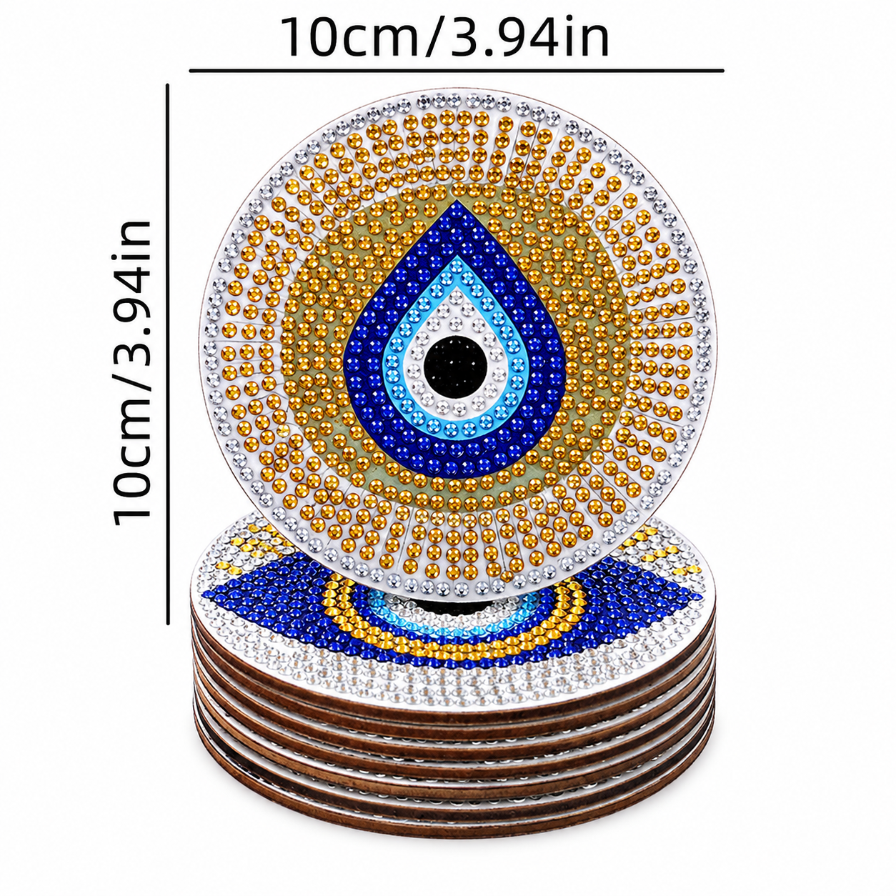 DIY Diamond Painting Coaster Set — 8 Pieces, Wooden