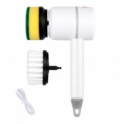 Electric Scrubber Brush — 3 Heads, Cordless, USB Rechargeable