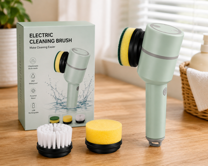 Electric Scrubber Brush — 3 Heads, Cordless, USB Rechargeabl