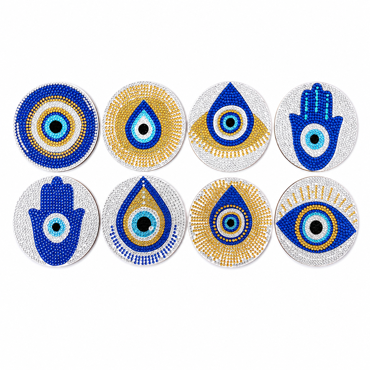 DIY Diamond Painting Coaster Set — 8 Pieces, Wooden