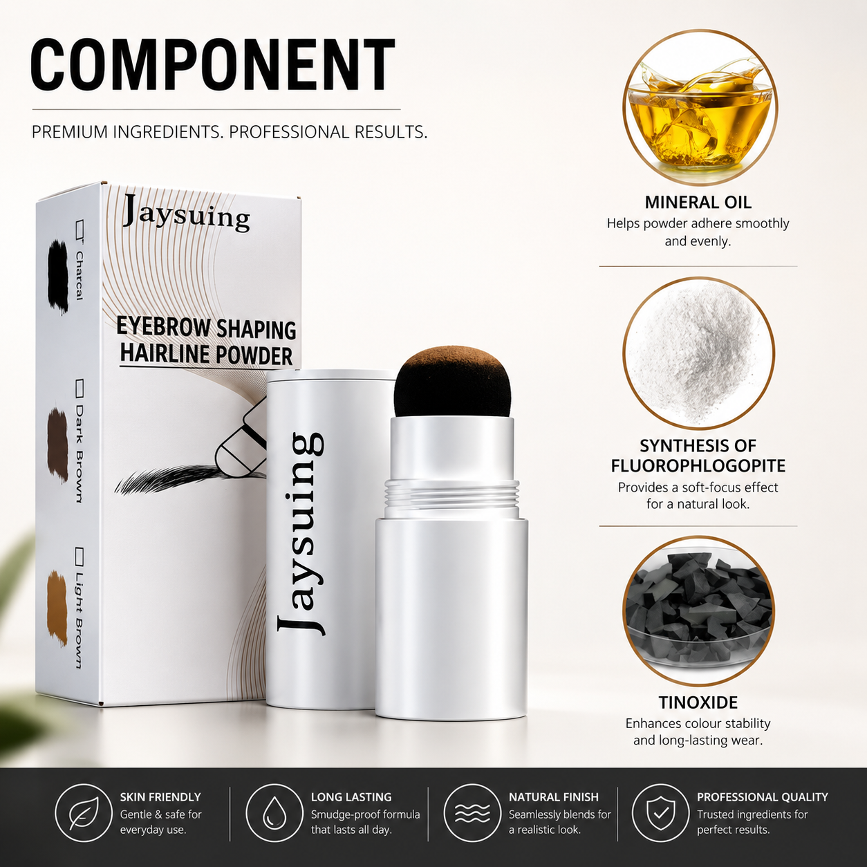Eyebrow Stamp & Powder Set — Waterproof, Natural Finish, 3 Shades