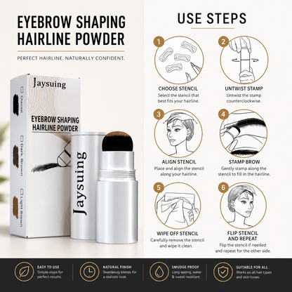 Eyebrow Stamp & Powder Set — Waterproof, Natural Finish, 3 Shades