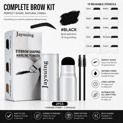 Eyebrow Stamp & Powder Set — Waterproof, Natural Finish, 3 Shades