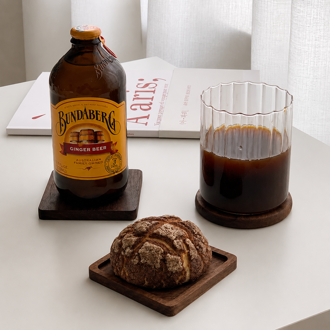 Japanese Walnut Wood Coaster — Natural Grain