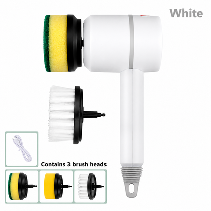 Electric Scrubber Brush — 3 Heads, Cordless, USB Rechargeabl