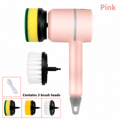 Electric Scrubber Brush — 3 Heads, Cordless, USB Rechargeabl