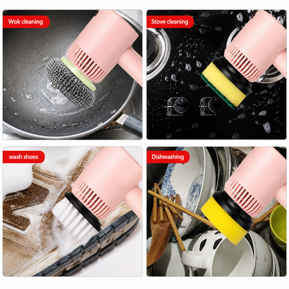 Electric Scrubber Brush — 3 Heads, Cordless, USB Rechargeabl