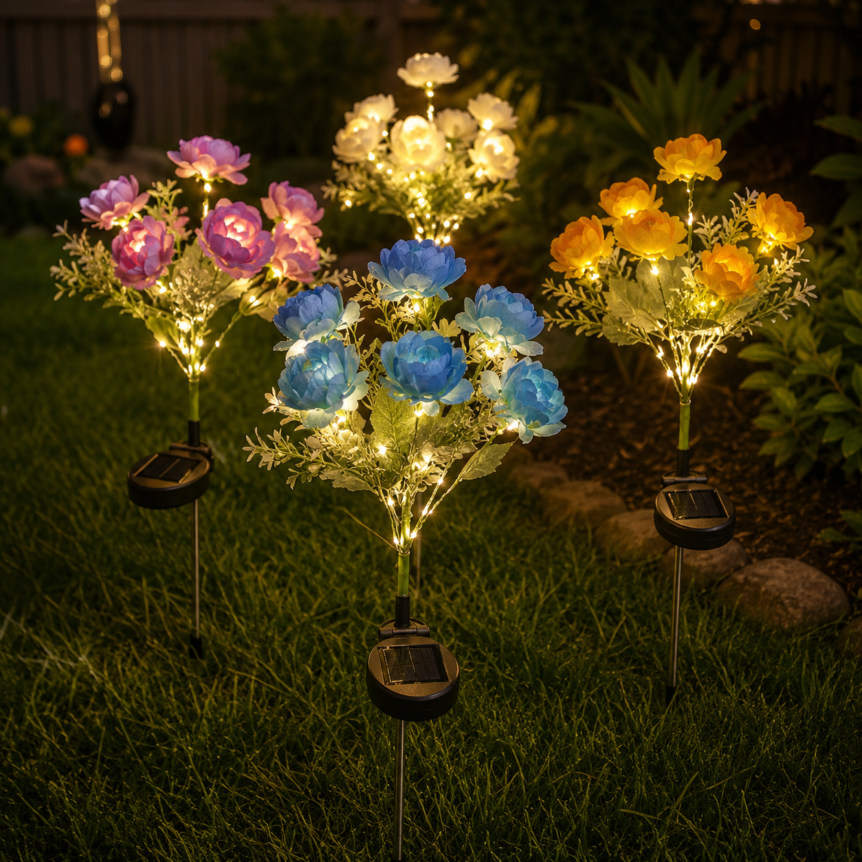 Solar Peony Garden Light — LED, Colour Changing, Waterproof